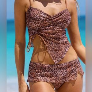 Samiol leopard animal Print Two Piece Swim bikini Brown medium NEW swimsuit